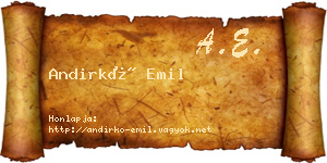 Andirkó Emil névjegykártya