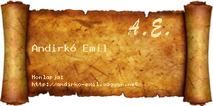 Andirkó Emil névjegykártya